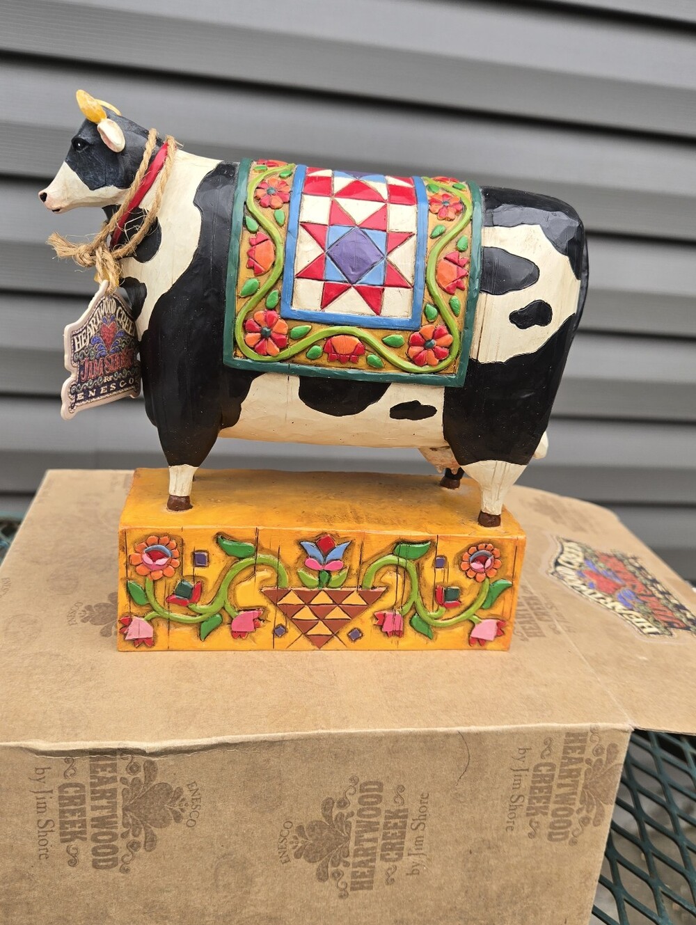 Heartwood Creek Jim Shore Patchwork Cow Figure‎ With Original Box